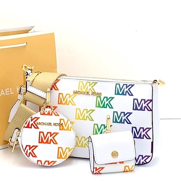 MICHAEL KORS 
Jet Set Logo Crossbody Bag with Case for Apple AirPods Pro - Picture 1 of 16